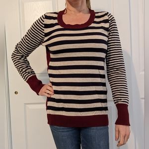 Olive & Oak | Maryanne Striped Pullover | Maroon & White | S
